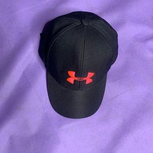 all black hat with pink under armor logo